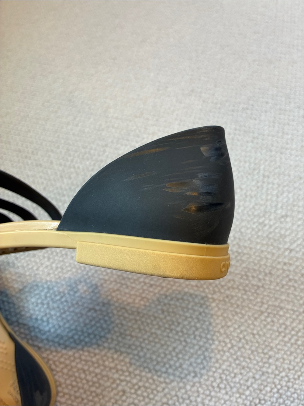 CROCS Open Flat Sandals, Black/Tan, Size 6 - Picture 9 of 9